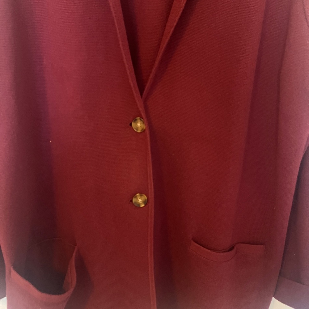 Lands End sweater blazer, wine colored, size L - Picture 2 of 4